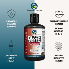 Pour of Amazing Herbs Egyptian Black Seed Oil for easy daily use.