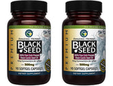 Amazing Herbs Premium Black Seed Oil Capsules bottle front highlighting daily dosage and potential benefits