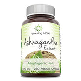 Amazing India Ashwagandha extract 500 mg bottle shows quality and convenient daily use.