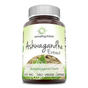 Amazing India Ashwagandha extract 500 mg bottle shows quality and convenient daily use.