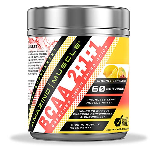 Amazing Muscle BCAA bottle with Cherry Lemonade flavor for intra-workout refreshment.