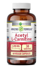 Amazing Nutrition Acetyl L-Carnitine bottle with 60 vegetarian capsules for daily use