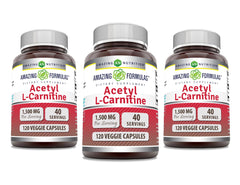 Amazing Nutrition Acetyl L-Carnitine HCl 1500 mg serving bottle supports daily energy metabolism.