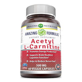 Amazing Nutrition bottle of Amazing Formulas acetyl L-carnitine HCl veggie capsules for daily energy