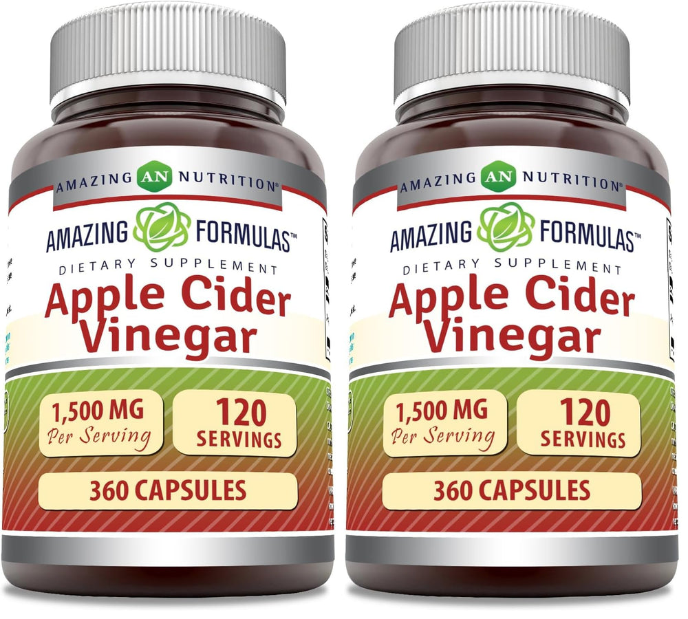 Amazing Nutrition Amazing Formulas Apple Cider Vinegar capsules bottle close-up for daily wellness support.