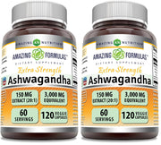 Amazing Nutrition Amazing Formulas Ashwagandha bottle on shelf for daily wellness.