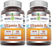 Amazing Formulas Vitamin B6 200mg bottle for daily supplement routine.
