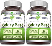 Amazing Formulas celery seed extract bottle, 1500 mg per serving, in a 2-pack for daily use