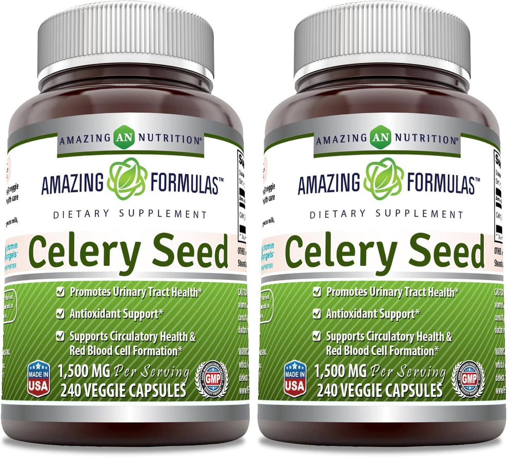 Amazing Formulas celery seed extract bottle, 1500 mg per serving, for daily wellness.