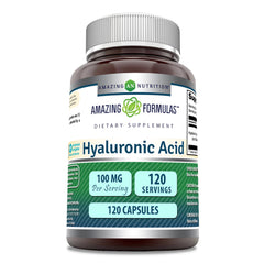 Amazing Nutrition Hyaluronic Acid 100 mg bottle for daily hydration support.