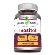 Amazing Nutrition Amazing Formulas Inositol 500 mg bottle front, emphasizing purity and US-made quality.