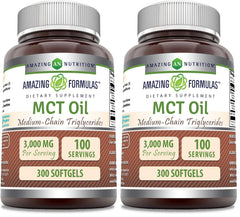 Amazing Nutrition MCT Oil Softgels bottle front for on-the-go fueling