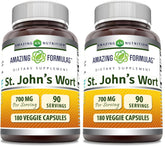Amazing Formulas St. John's Wort bottle front shows 700 mg per serving in veggie capsules.