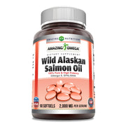 Amazing Nutrition Amazing Omega Wild Alaskan Salmon Oil softgels bottle, convenient daily omega-3 source.