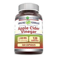 Amazing Nutrition Apple Cider Vinegar capsules pouring for easy daily use and convenient serving