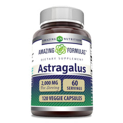 Amazing Nutrition Astragalus bottle front with 120 capsules for daily wellness.