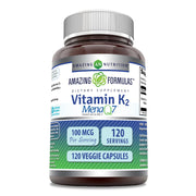 Amazing Nutrition Vitamin K2 MK7 bottle with 120 veggie capsules for daily support