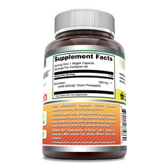 Amazing Nutrition Bromelain capsules close-up, easy-to-take vegetarian capsules.