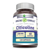 Amazing Nutrition Citicoline bottle front shows 1000 mg per serving for daily support.