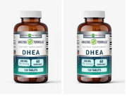 Amazing Nutrition DHEA tablet bottle front view shows a gluten-free, non-GMO formula.