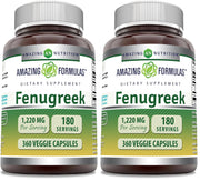 Amazing Nutrition fenugreek seed bottle showing 610 mg per serving for daily use.