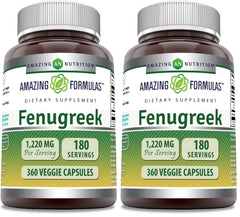 Amazing Nutrition fenugreek seed bottle showing 610 mg per serving for daily use.