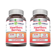 Amazing Nutrition Hawthorn Berries bottle showing 565 mg per serving for daily wellness.