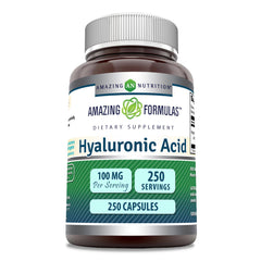 Amazing Nutrition Hyaluronic Acid 100mg bottle front for daily hydration support.