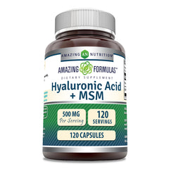 Amazing Nutrition Hyaluronic Acid & MSM bottle front for daily joint support