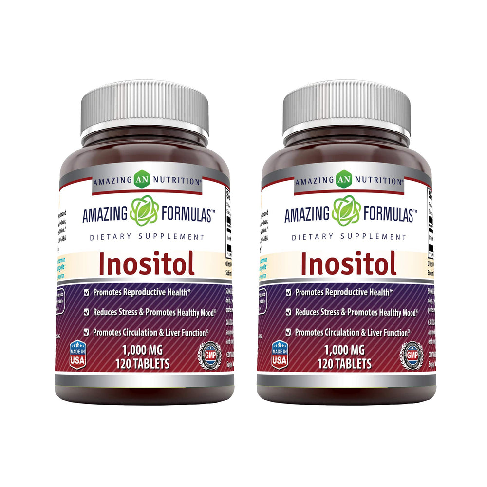 Amazing Nutrition Inositol 1000mg tablet bottle supports daily wellness routine.