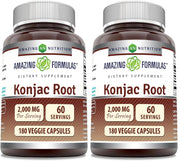 Amazing Nutrition Konjac Root Supplement bottle front showing 2000 mg per serving for daily fiber support