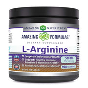 Amazing Nutrition L-Arginine powder bottle on counter for daily athletic support.
