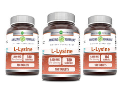 Amazing Nutrition Lysine 1000mg bottle, daily amino acid support.