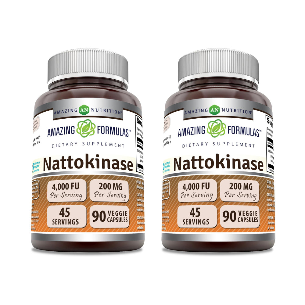 Amazing Nutrition nattokinase bottle label for daily wellness support.