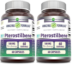Amazing Nutrition Pterostilbene bottle showing 100 mg serving for daily vitality
