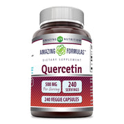 Amazing Nutrition Quercetin 500mg veggie capsules bottle for daily wellness and gluten-free, non-GMO ingredients.