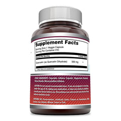 Amazing Nutrition Quercetin 500mg veggie capsules pack highlights 240-count bottle for longevity.