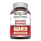 Amazing Nutrition Quercetin 800 mg with Bromelain 165 mg bottle showing label and capsules for immune support