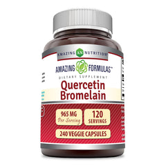 Amazing Nutrition Quercetin 800 mg with Bromelain 165 mg bottle showing label and capsules for immune support