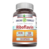 Amazing Nutrition riboflavin bottle with 100 mg per serving for daily support.