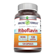 Amazing Nutrition riboflavin bottle with 100 mg per serving for daily support.