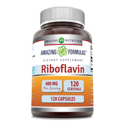 Amazing Nutrition Riboflavin 400mg bottle supports daily energy metabolism.