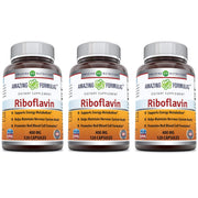 Amazing Nutrition riboflavin 400mg capsules bottle showing label for daily energy support.