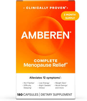 Amberen bottle front with 180 capsules for menopause support.