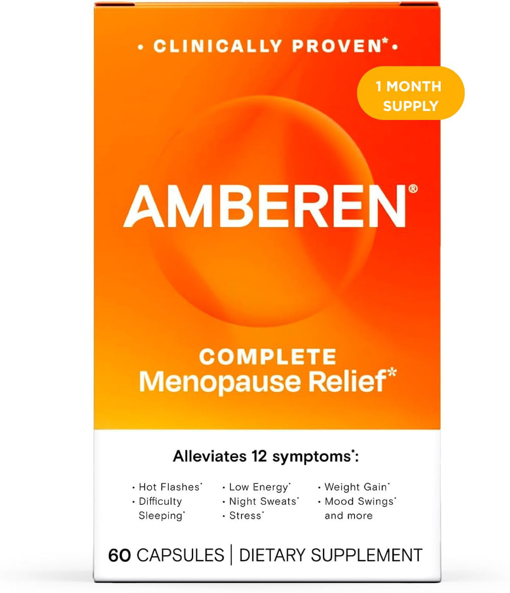 Amberen menopause bottle front for daily balance support and easy access.