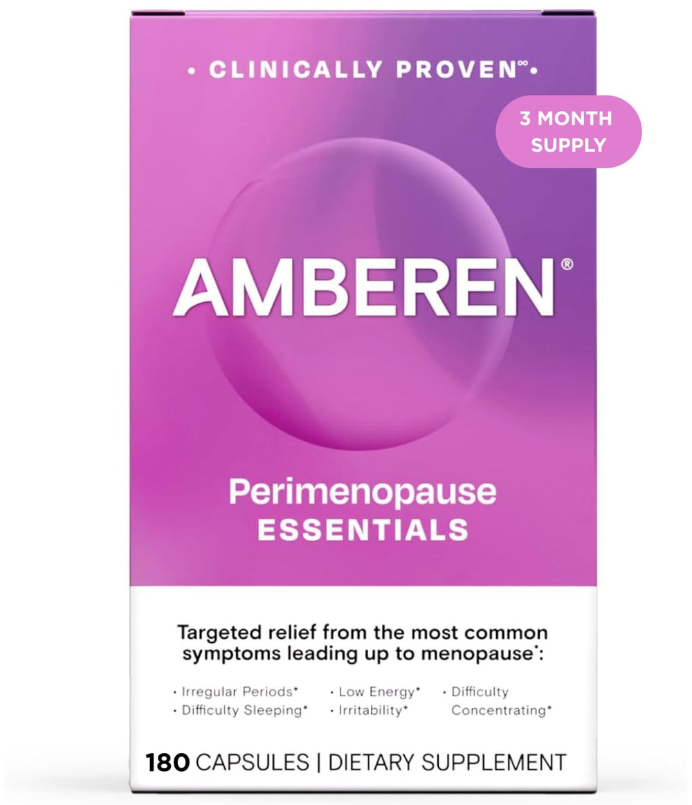 Amberen Perimenopause bottle front showing a drug-free balance option