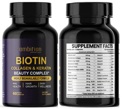 Ambition Exclusive Wear veggie capsules closeup showing easy daily capsules for healthy hair and nails.