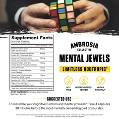 Ambrosia Mental Jewels capsules in hand for easy daily use