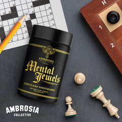 Ambrosia Mental Jewels capsules in hand ready for daily use
