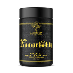 Ambrosia Nomorbidity bottle front showing premium formula for appetite control.